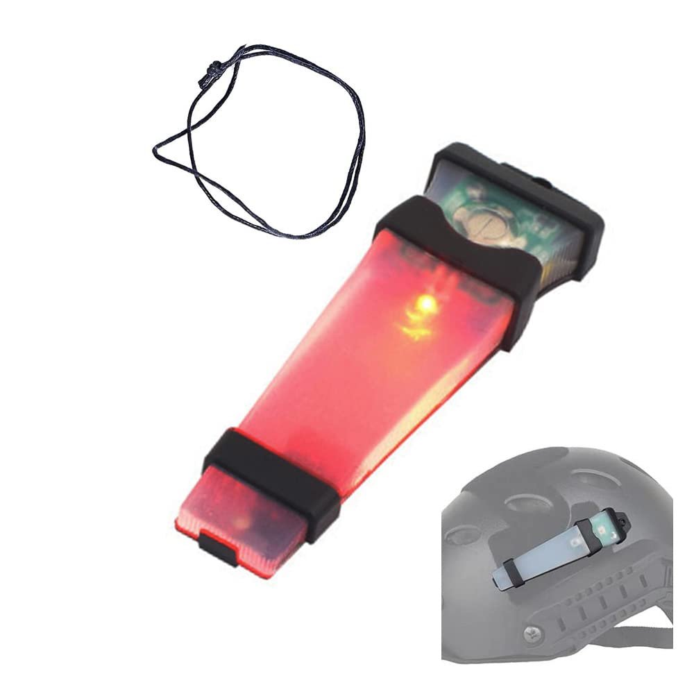 Zamudam Helmet Signal Light - Waterproof Safety Flashing Survival Outdoor Sports Hunting Tactical Hiking Boating Cycling Personal Identification Marker With Hook Back (Black+Red)