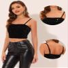 Allegra K Sequined Cami Top for Women's Velvet Spaghetti Strap Club Party Crop Tank Tops Small Black view 4
