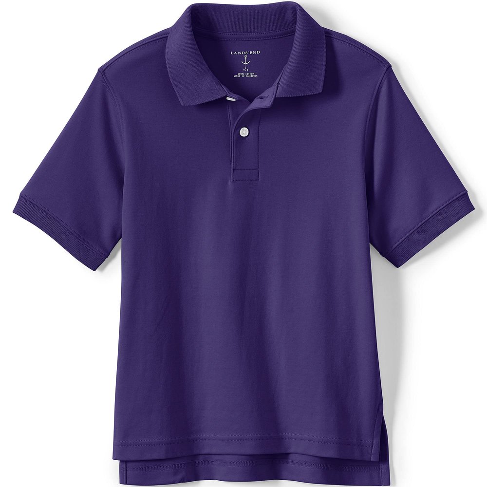 Lands' End School Uniform Kids Short Sleeve Interlock Polo Shirt Small Deep Purple