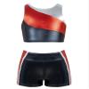 Hansber Kids Girls 2 Piece Dance Outfits Shiny Crop Top with Shorts Set for Gymnastics Yoga Swimming Sport Suit Red 6 view 1