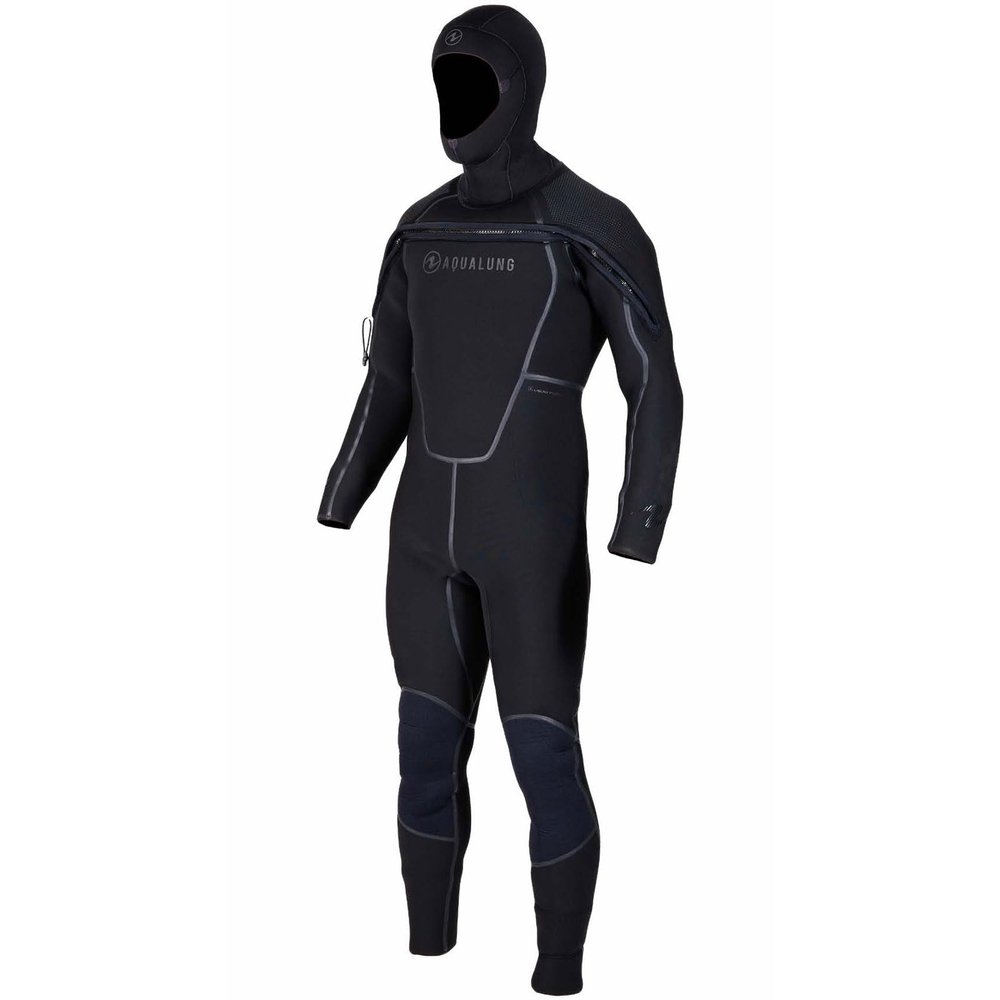 AQUALUNG Men's Solaflex 8/7mm Dive Wetsuit - Semi-Dry Super-Stretch Neoprene Full Scuba Wetsuit with Thermal Fleece Lining for Cold Water Diving, Black, Medium/Large