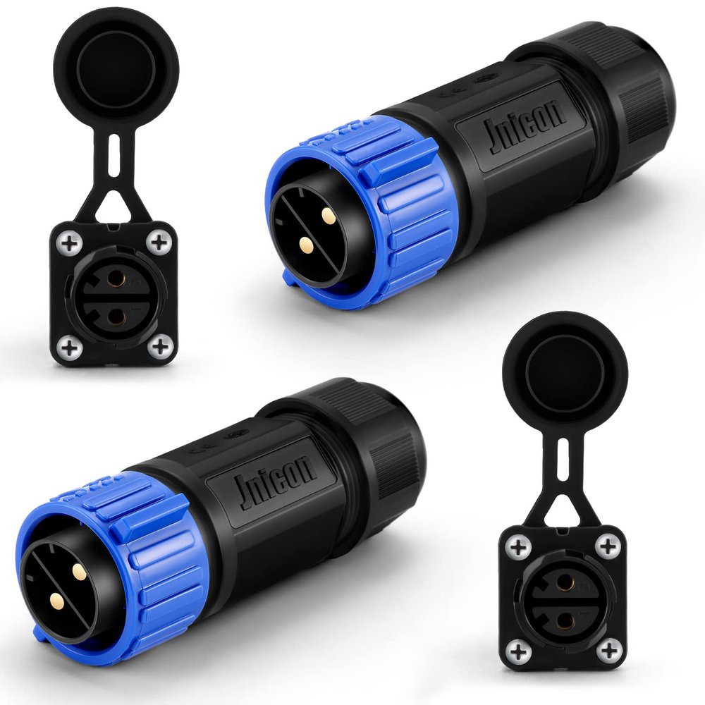 Amylove 2 Pack Trolling Motor Plug Receptacle Set 12/24/36/48 Volt Waterproof Boat Plug Boat Power Connector for Trolling Motor Fishing Reel Down Rigger(Blue)