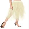 Urban CoCo Women's A-Line Mesh Tutu Skirt Fluffy Layered Tulle Midi Long Skirts with Elastic Waist (S, Series 2-Beige) view 3