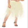 Urban CoCo Women's A-Line Mesh Tutu Skirt Fluffy Layered Tulle Midi Long Skirts with Elastic Waist (S, Series 2-Beige) view 4