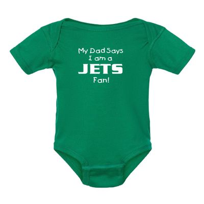 Campus Originals My Dad Says I am a Jets Fan Baby Bodysuit - Kelly Green (6 Months)