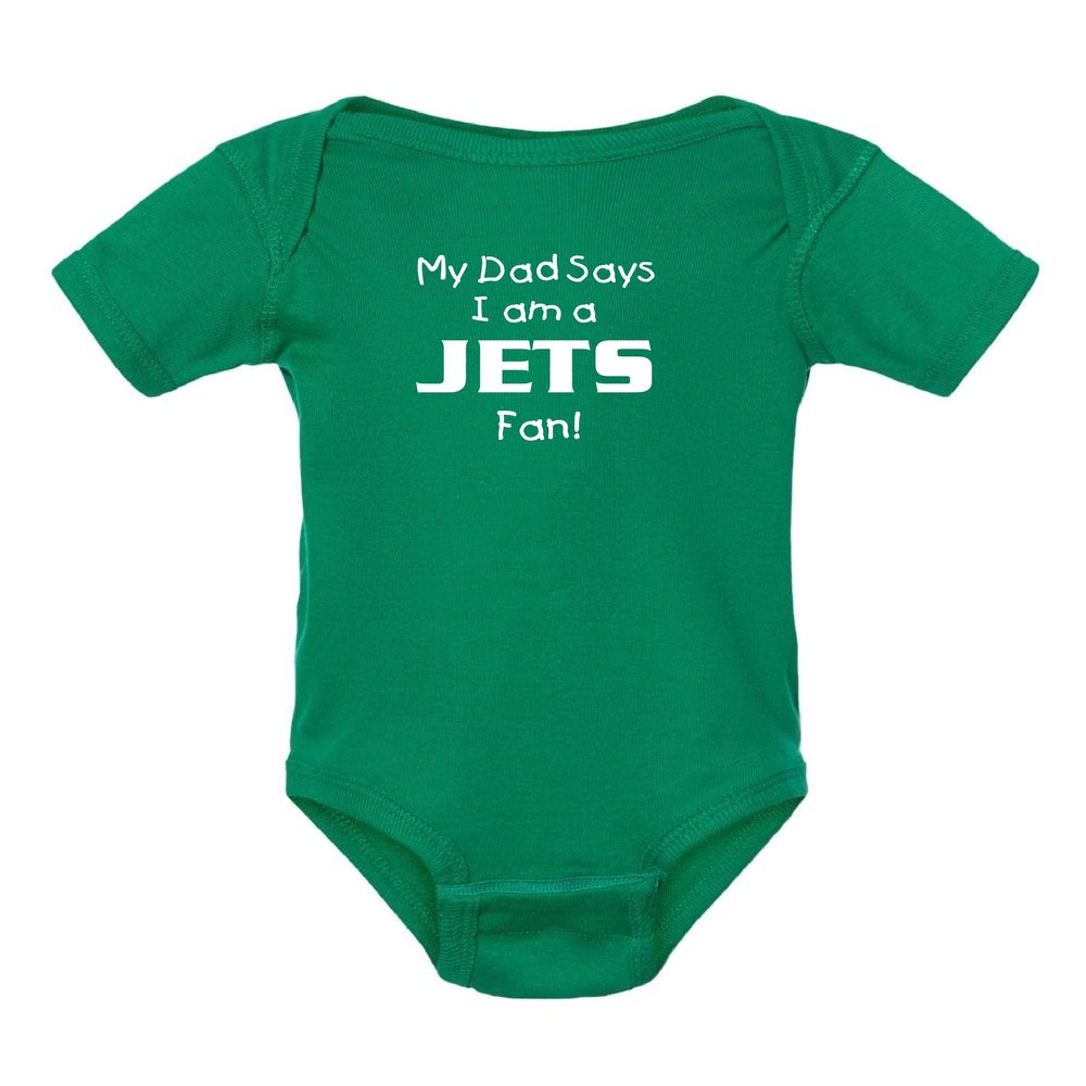 Campus Originals My Dad Says I am a Jets Fan Baby Bodysuit - Kelly Green (6 Months)