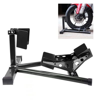 Amebee Motorcycle Wheel Chock Stand Motorbike Stand Sport Bike Front Wheel Chock Lift Stand Suitable for Most 16" to 21" Motorcycles Wheels Bike Shop Garage Storage Motorcycle Parking (Black)