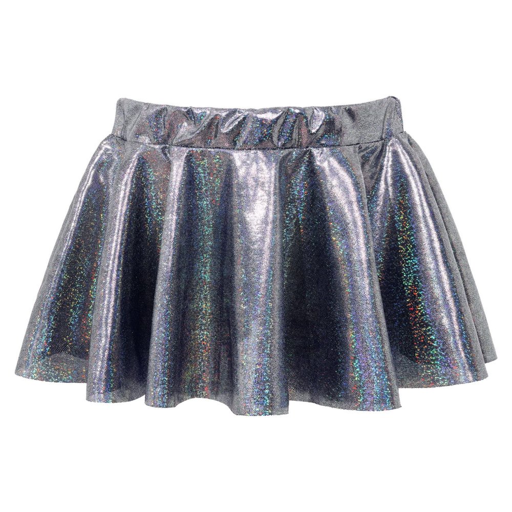 easyforever Kids Girls Shiny Metallic Ballet Dance Mini Skirts High Waisted Pleated Skater A-Line Flare Skirts Skort 2Black 15-16 Years