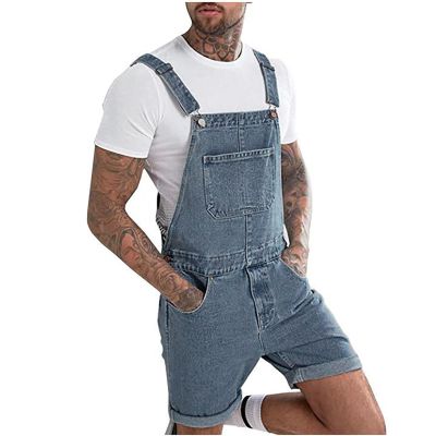 tuduoms Mens Fashion Bib Overalls Denim Shorts Big and Tall Summer Jean Romper Casual Outdoor Loose Fit Walkshort Jumpsuit