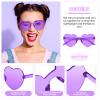 Frienda 8 Pairs Heart Shaped Sunglasses for Women Rimless Heart Glasses Candy Color Sunglasses for Party Favor(Pink, Purple) view 3