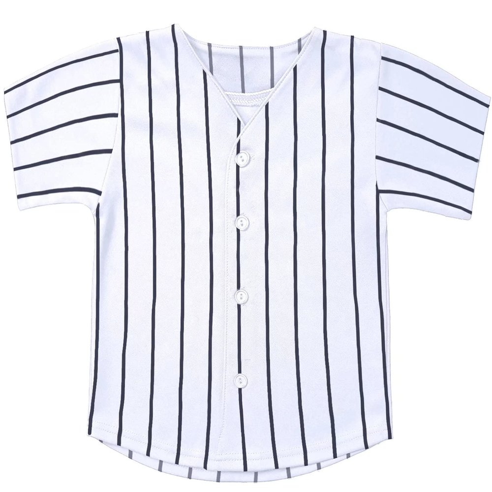 babyhealthy Kids Baseball Jersey Button Down Hip Hop Personalized Sport T Shirts Tops for Boys Girls Stripe