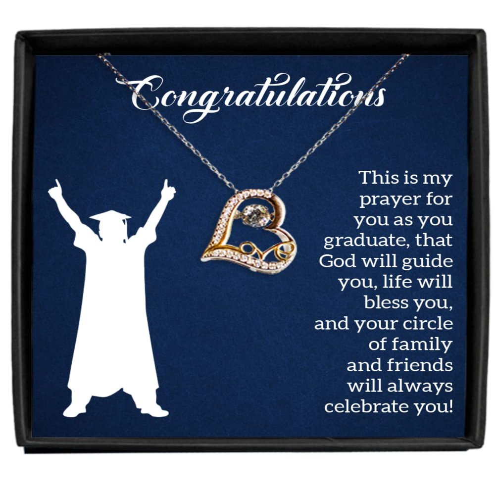zapbest Love Dancing Necklace Luxury Box Graduation necklace for Son, Daughter, Student Necklace, Appreciation Necklace For Student, From Mom, Dad, Love Dan