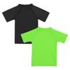 Boys Rash Guard Short Sleeve Toddler Kids Swim Shirt, Youth UPF 50+ Surfing/Sun Suit (Black&Lime Green,10) view 1