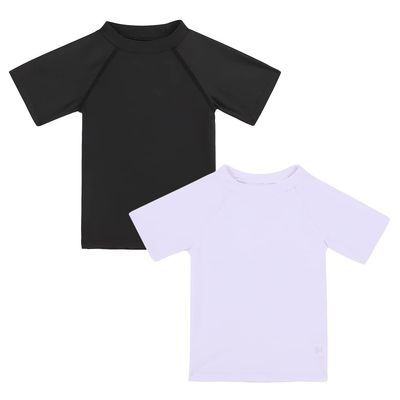 Boys Rash Guard Short Sleeve Toddler Kids Swim Shirt, Youth UPF 50+ Surfing/Sun Suit (White&Black,6)