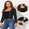 Allegra K Denim Collarless Cropped Jackets for Women's Open Front Jean Cardigan Bolero Shrug Medium Black view 2