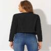 Allegra K Denim Collarless Cropped Jackets for Women's Open Front Jean Cardigan Bolero Shrug Medium Black view 3