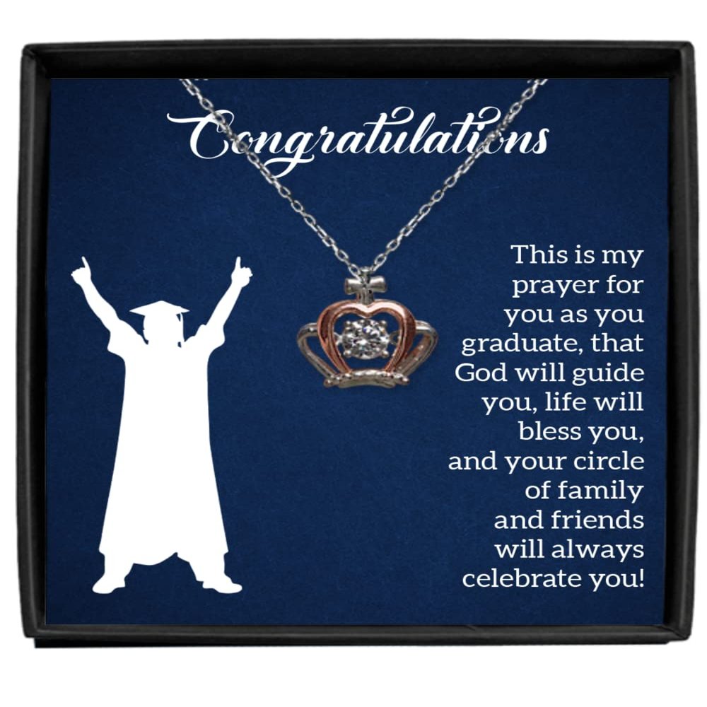 zapbest Crown Pendant Necklace Graduation necklace for Son, Daughter, Student Necklace, Appreciation Necklace For Student, From Mom, Dad, Crown Pendant Neck
