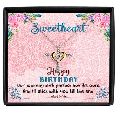zapbest Cross Dancing Necklace Luxury Box Happy Birthday Sweet Heart, Birthday Necklace For Wife, Daughter, Birthday Necklace For Girlfriend, Best Friend, B