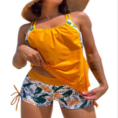 BIKINX Tankini Bathing Suits for Women Two Piece Swimsuit Maternity Tankini Floral Tank Top Bikinis Padded Swimwear with Boyshorts