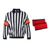 EALER HRJ100 Ice Hockey Long Sleeve Striped Referee/Umpire Jersey Shirt with Removable Orange and Red Armbands M view 1