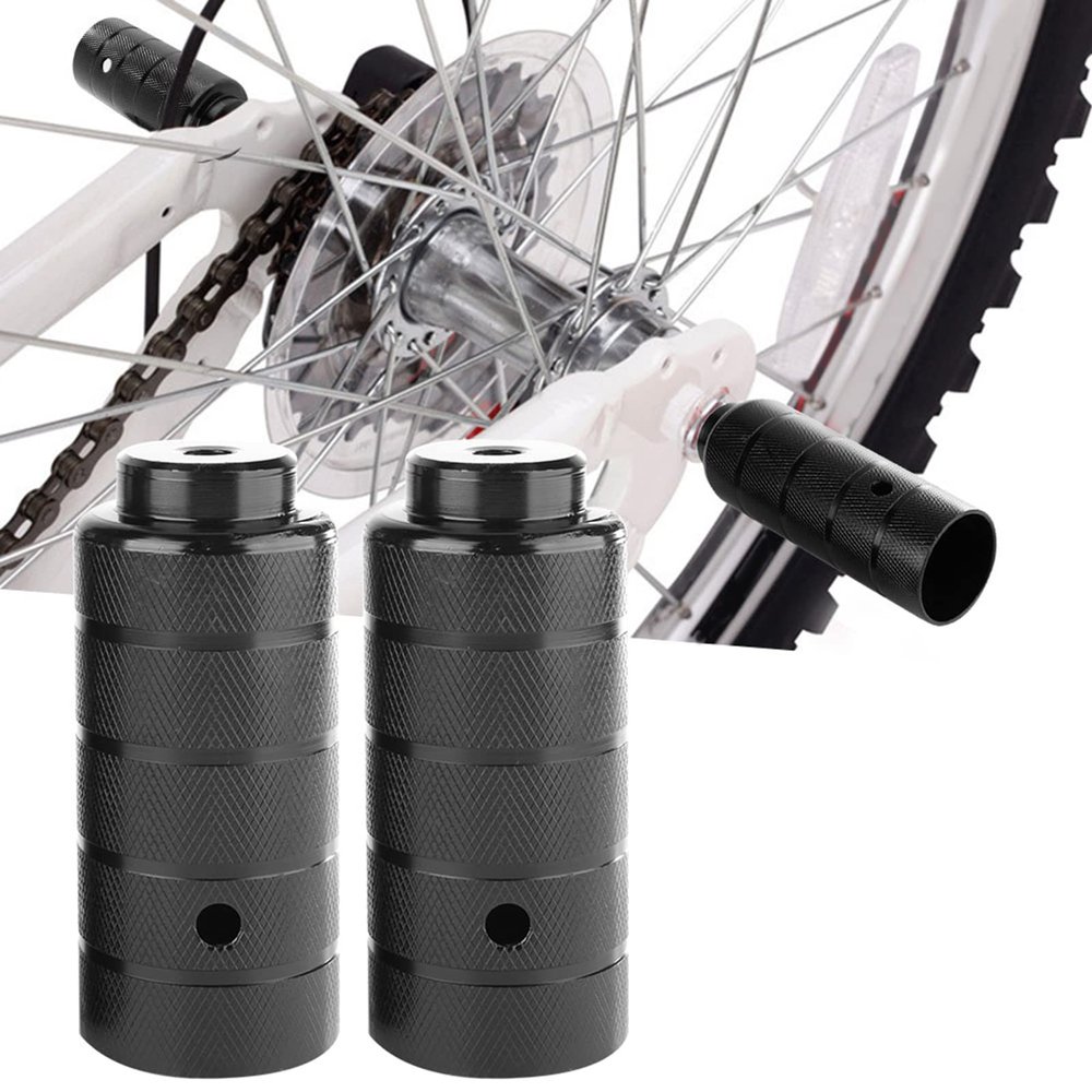 1 Pair Bike Pegs 4.3 Inch Steel Bicycle Foot Pegs - High Strength Rear Axle Pegs for BMX, Mountain Bike, Stunt Riding, Durable Black Cycling Accessories