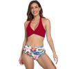2022 Chest Twisted Split Swimsuit Multi-Color Bikini Spot Swimsuit (Wine Safflower,2XL,18) view 1