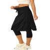 Women 20" Knee Length Tennis Skirt with Built in Legging Golf Skirts Skirted Legging with Pockets Black view 2
