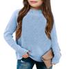 thefabland Girl's Long Sleeve Sweater Mock Neck Fall Soft Knit Pullover Jumper Tops Light Blue view 1