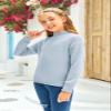 thefabland Girl's Long Sleeve Sweater Mock Neck Fall Soft Knit Pullover Jumper Tops Light Blue view 2