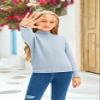 thefabland Girl's Long Sleeve Sweater Mock Neck Fall Soft Knit Pullover Jumper Tops Light Blue view 4