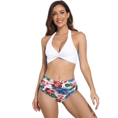 2022 Chest Twisted Split Swimsuit Multi-Color Bikini Spot Swimsuit (Lap Waste,XL,16)