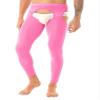 Oyolan Mens Glossy Semi See-through Hollow Out Compression Pants Running Tights Stretchy Leggings for Sports Pink#Footless Medium view 3