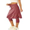 Women 20" Knee Length Tennis Skirt with Built in Legging Golf Skirts Skirted Legging with Pockets Wine Red view 2