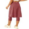 Women 20" Knee Length Tennis Skirt with Built in Legging Golf Skirts Skirted Legging with Pockets Wine Red view 4