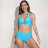 2022 Chest Twisted Split Swimsuit Multi-Color Bikini Spot Swimsuit (Aquamarine,M,8) view 3