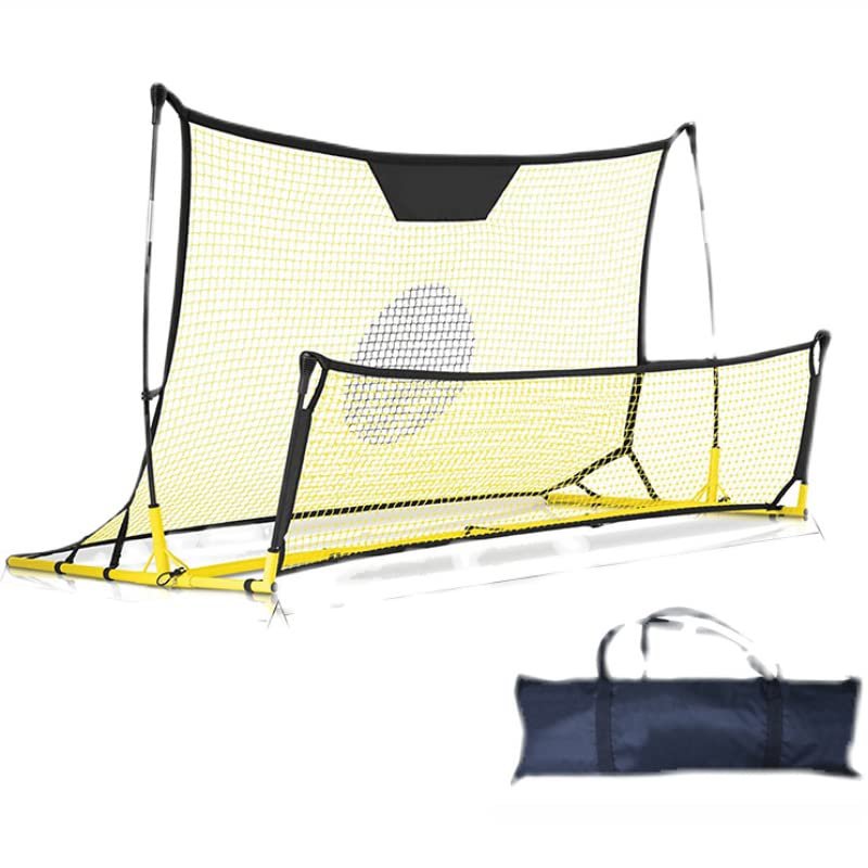 Rebound Net Soccer, 2 in 1 Portable Soccer Trainer Rebounder Net to Improve Soccer Passing and Solo Skills,2.1 * 1.2m