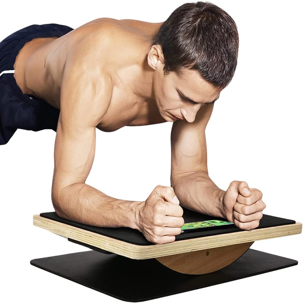 Yes4All 350LBS Professional Wooden Balance Board for Leg Workout, Anti-Slip Rocker Board, Wobble Board for Standing Desk, Smartphone Board