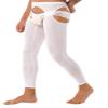 Oyolan Mens Glossy Semi See-through Hollow Out Compression Pants Running Tights Stretchy Leggings for Sports White#Footless Medium view 1
