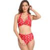2022 Chest Twisted Split Swimsuit Multi-Color Bikini Spot Swimsuit (Red and White dots,L,12) view 1