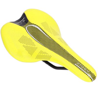 Alomejor Mountain Saddle, Microfiber Leather Soft Comfortable Seat Cushion for Road Cycling(Yellow)