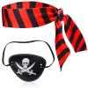 Aichiyu Pirate Costume Accessories Set Pirate Headband Wrap Eye Patch Earring Necklace Lace-up Elastic Waist Belt for Halloween, Role Play, Masquerade (B) view 2