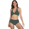 2022 Chest Twisted Split Swimsuit Multi-Color Bikini Spot Swimsuit (Military Green,S,4) view 1