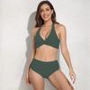 2022 Chest Twisted Split Swimsuit Multi-Color Bikini Spot Swimsuit (Military Green,S,4) view 2
