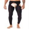 Oyolan Mens Glossy Semi See-through Hollow Out Compression Pants Running Tights Stretchy Leggings for Sports Black#Footless Medium view 2