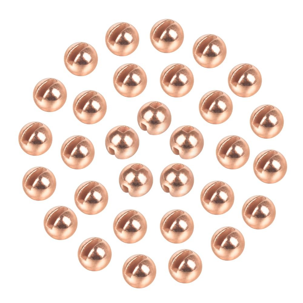 MUUNN 100pcs Tungsten Slotted Beads for Fly Tying, Sink Deeper and Faster 12 Colors/13 Sizes Slotted Tungsten Beads Fly Tying Beads Head Fly Tying Materials(Copper,6.4mm)