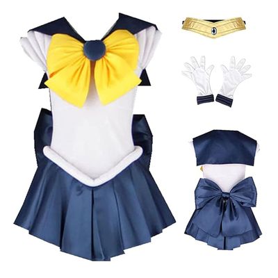 ZYHCOS Halloween Cosplay Costume Sailor Uranus Big Bow Skirt Dress (Female-XSmall)