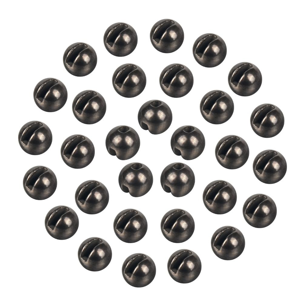 MUUNN 100pcs Tungsten Slotted Beads for Fly Tying, Sink Deeper and Faster 12 Colors/13 Sizes Slotted Tungsten Beads Fly Tying Beads Head Fly Tying Materials(Black Nickel,6.4mm)