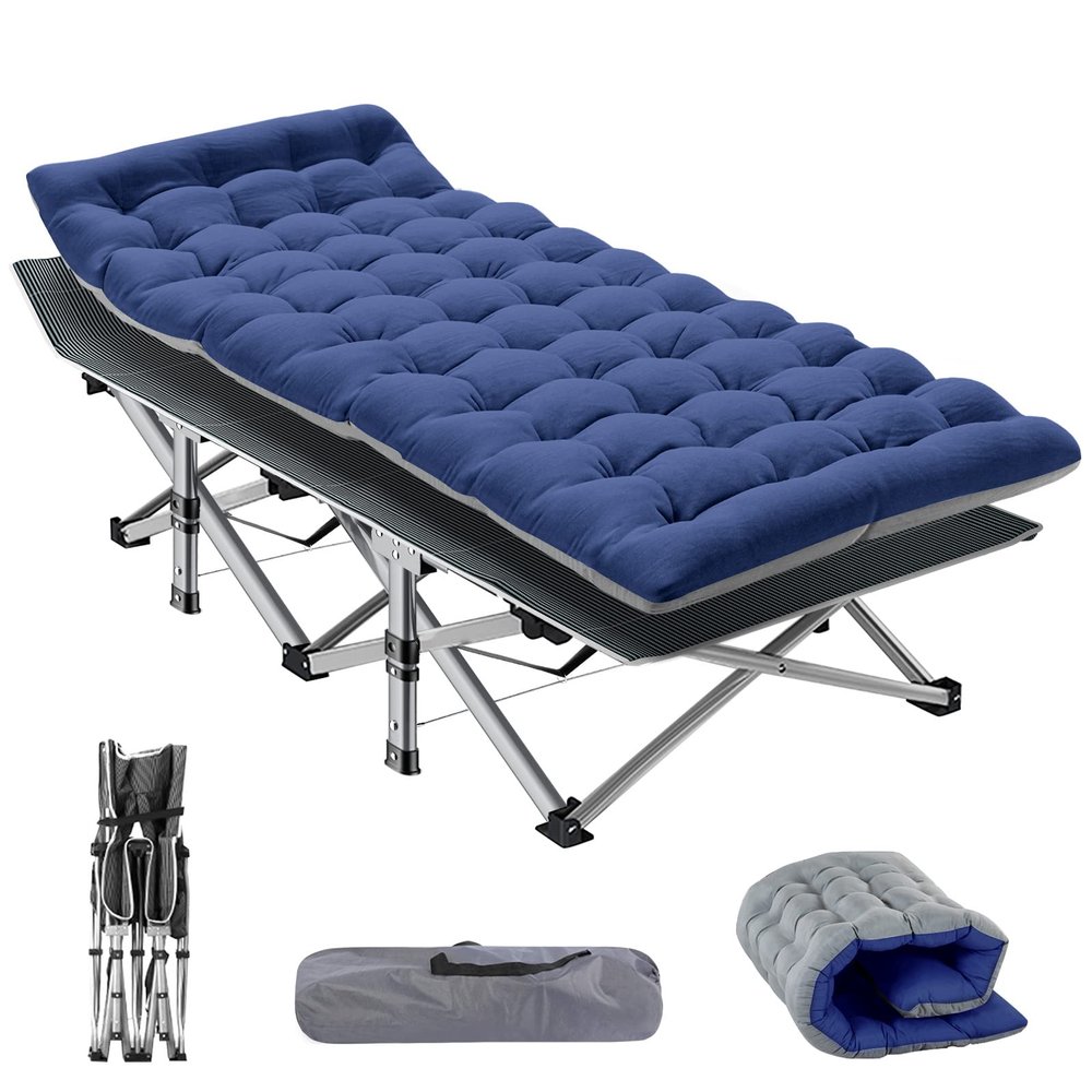 NAIZEA Folding Camping Cots for Adults, Folding Cot with Mattress, Camping Foldable Bed, Portable Military Cot, Double Layer Oxford Strong Heavy Duty Sleeping Cots for Camp Office Travel
