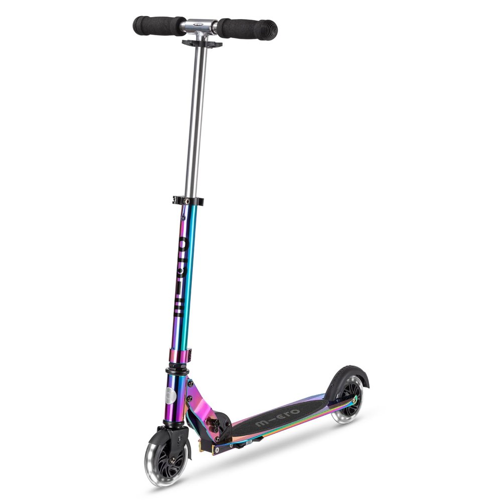 Micro Kickboard- Sprite LED - 2 Wheeled Kick Scooter Ages 6+, fold-to-Carry, Lightweight, Portable Scooter with Motion-Activated Light-up Wheels (Neochrome)
