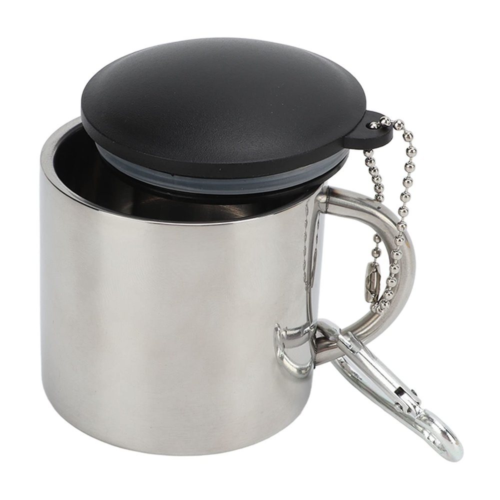 SUNGOOYUE Portable Camping 110ml Mug, Stainless SteelHeat Preservation Mug with Connection Buckle for Outdoor Backpacking Hiking Equipment